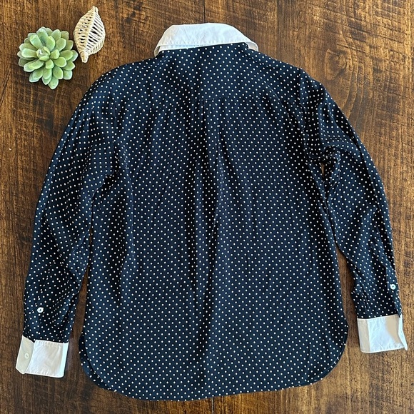 THEORY | Contrast Straight Shirt in Polka Dot Crepe - Picture 5 of 11